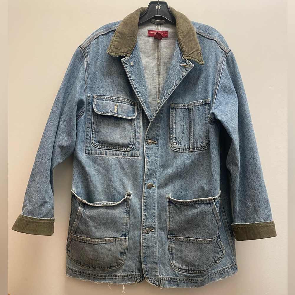 Banana Republic Vintage Denim Barn Jacket with Corduroy Trim Size S